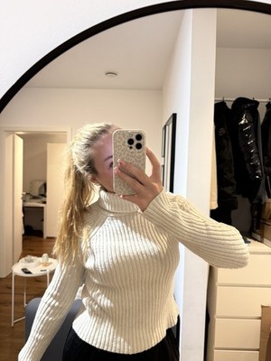 Beige/Creme Rollkragen Strick-Pullover - American  Eagle - M