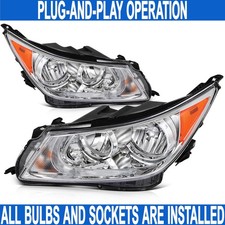 Chrome Amber Pairset Headlights Assembly W Bulbs For Buick Lacrosse 2010-2013