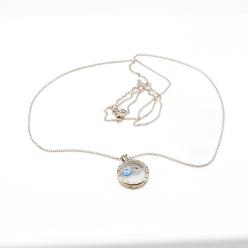 Pandora Schwebendes Medaillon Sterling Silber Halskette mit London Blau & Herz Charm - Bild 2 von 4