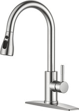 1 or 3 Hole Kitchen Faucets with Pull Down Sprayer, Brushed Nickel, High Arc Sin