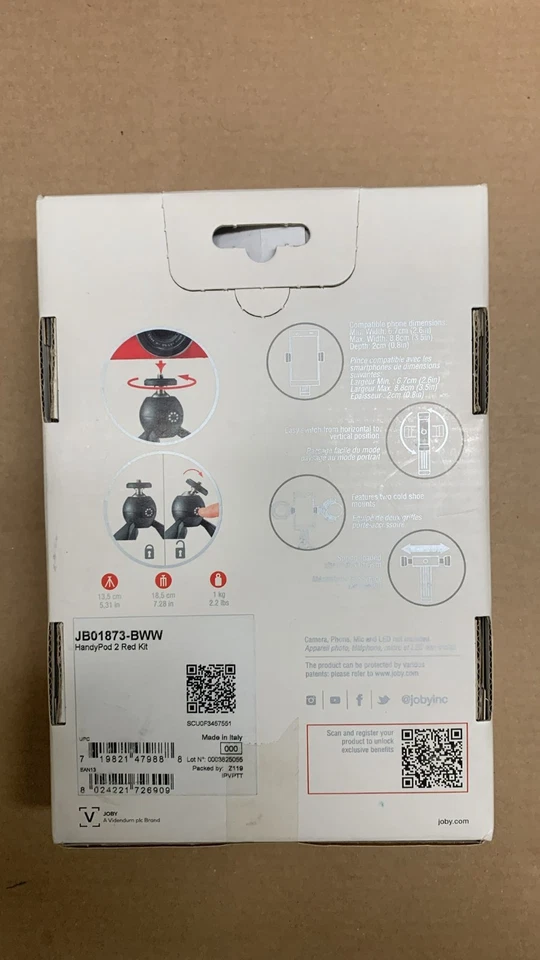 Joby HandyPod 2 Black Kit JB01872-BWW tripod for iPhone Samsung LG Pixel red - Image 4 of 4