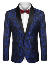 COOFANDY Mens Floral Tuxedo Jacket Paisley Suit Blazer Dinner X-Small, Blue
