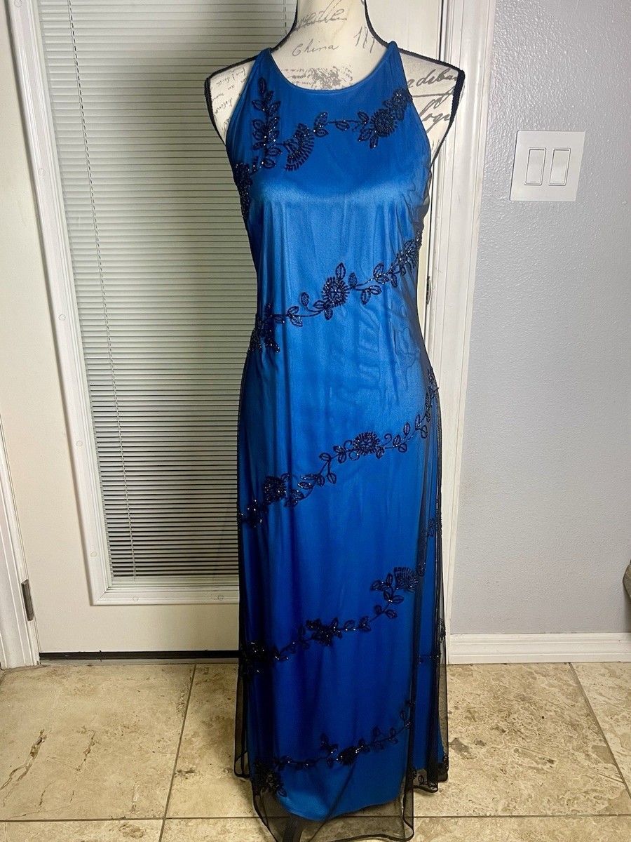 blue and black mesh dress The Noemi Dress Blue & Black main image 0