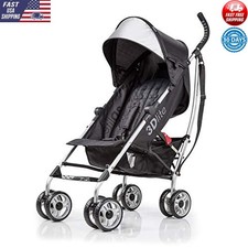 Lightweight Travel Stroller W/ Large Seat Anti-Shock Wheels Compact Fold Black