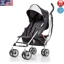 Lightweight Travel Stroller W/ Large Seat Anti-Shock Wheels Compact Fold Black