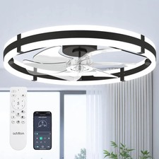 24'' Ceiling Fans with Lights and Remote, Low Profile Flush Mount Ceiling Fan wi