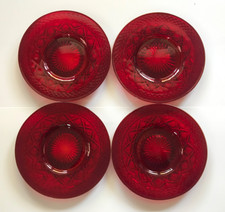 SET OF 4 VINTAGE IMPERIAL GLASS Cape Cod RUBY RED 8”  Salad/Dessert Plates