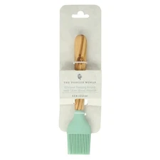 Pioneer Woman Bristle Basting Brush with Olivewood Handle Silcone Green New