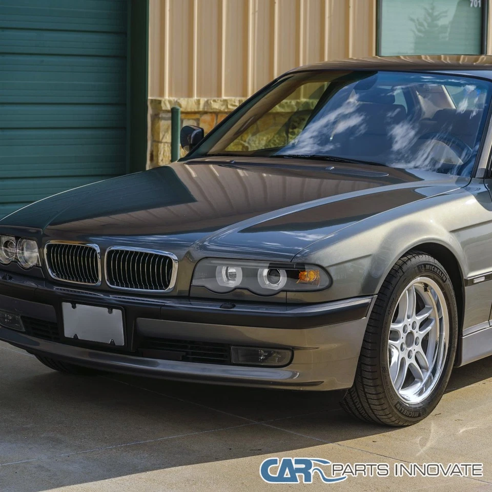 Black Fits 1995-2001 BMW E38 7-Series 740i 740iL LED Halo Projector Headlights - Изображение 3 из 4