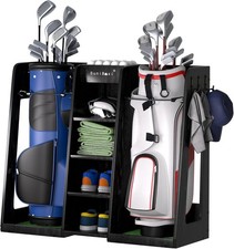 Wooden Golf Storage Rack Garage Organizer Bag Holder
