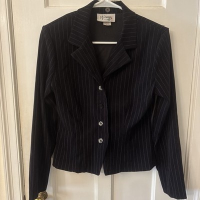DJ Summers Women s Vintage  Black Striped Stretch Fitted Blazer 6P