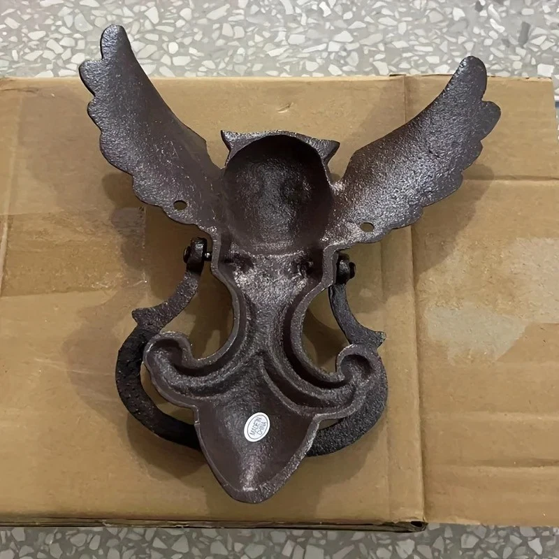 Vintage Door Knocker Cast Iron OWL Decorative Doorknocker Wrought Iron Door Hand - image 2 of 4