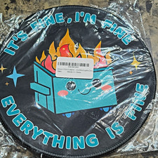 2PACK Round Fabric Mouse Pad, Dumpster Fire "I'm Fine Everything Is Fine" 8.3 in