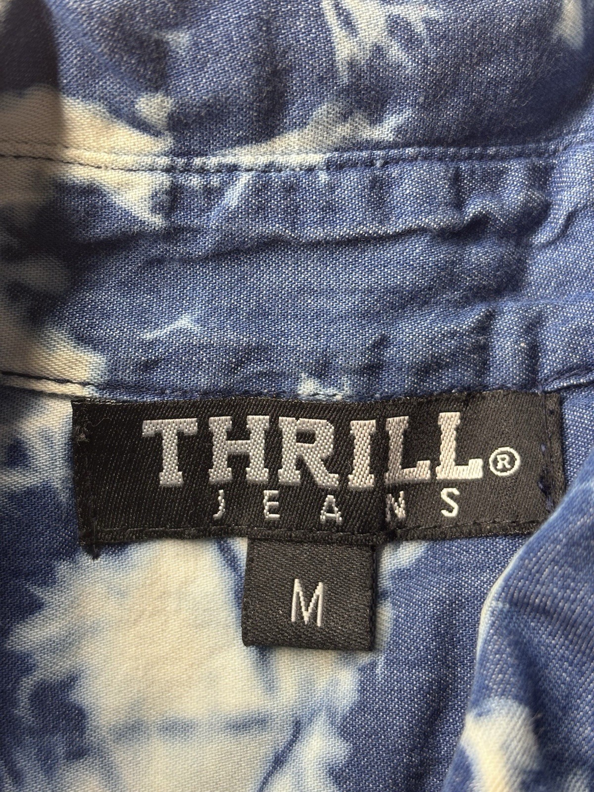 Thrill Distressed Bleached Denim Button Down Top-… - image 9