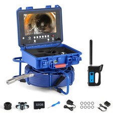 9" Self-Leveling Sewer Camera w 512Hz Locator 295ft/90m Meter Counter 720P 32GB