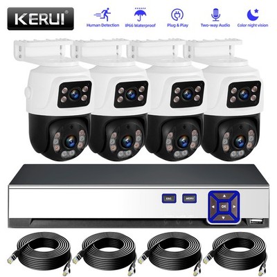 6MP POE Security Camera System 4PCS PTZ Outdoor Home Security Cameras 8CH NVR