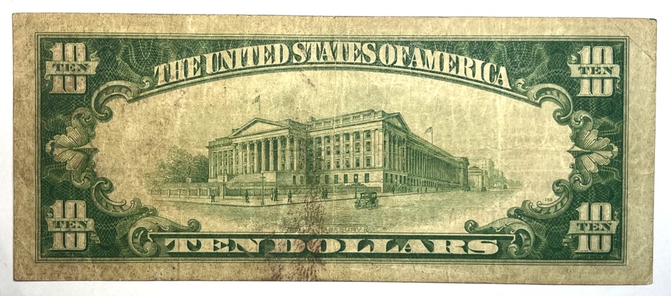 1929 $10 FEDERAL RESERVE BANK OF SAN FRANCISCO BROWN SEAL L 00796186 A - Image 2 of 2