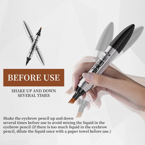 3Pcs 2-IN-1 Eyeliner & Eyebrow Pen Easy To Control For Women Waterproof - Picture 7 of 27