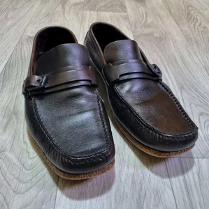 Gucci mocassins plats hommes luxe ceintures à enfiler chaussures marron hommes cuir taille 9 US
