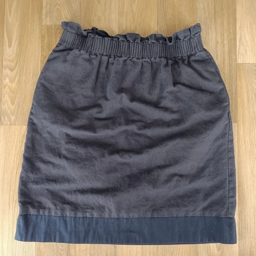 J.Crew Women's Size 4 Gray & Navy Linen Cotton Blend Paper Bag Waist Mini Skirt