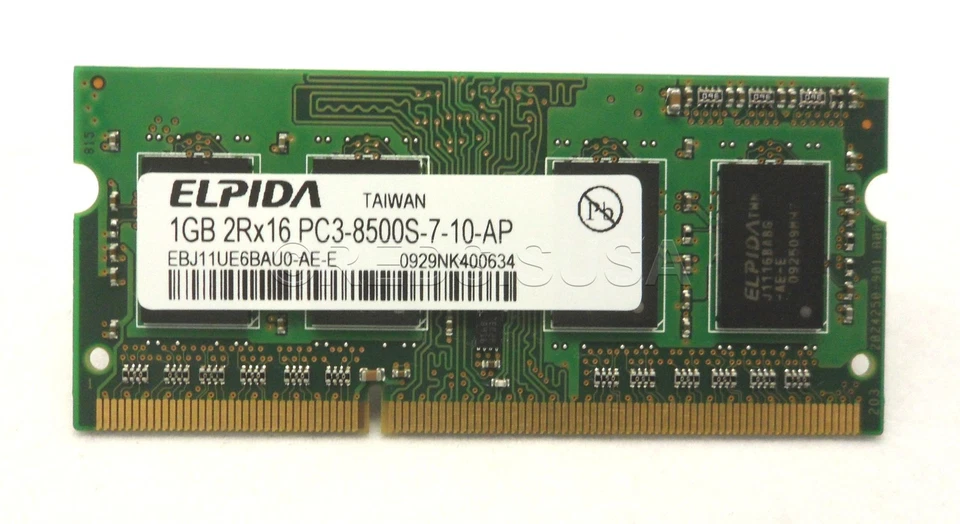 Elpida 1GB PC3-8500 DDR3 Laptop Memory RAM EBJ11UE6BAU0-AE-E - Image 2 of 4