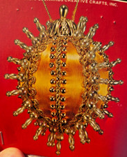 LeeWards NORTHERN LIGHT Gold Satin Vtg Sequin Bead Christmas Ornament Kit NOS