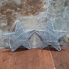 Silver Glitter Wire Star Ornament Set of 2