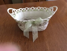 Lenox Posy Basket Centerpiece Cream with Floral Design 9.5"