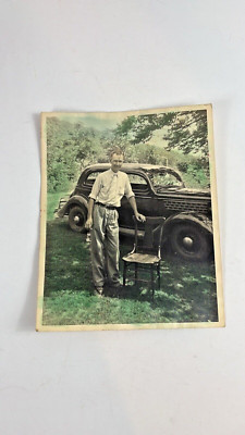 1936 Ford Sedan and Dapper Dan large hand colored 8x10 photo