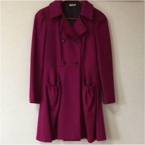 Miu Miu Ladies Long Coat Woman's outer size 40 Bordeaux wool nylon Maid in Italy - Afbeelding 2 van 4