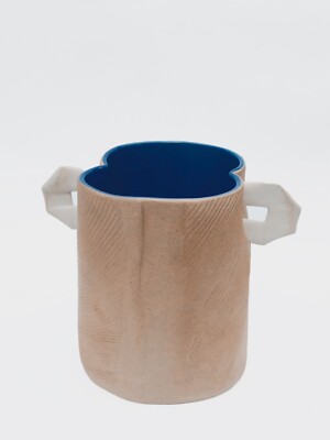 ROSENTHAL STUDIO LINE VASE PAPIERTÜTE BLAU GRIFFE JOHAN VAN LOON DESIGN 16 cm