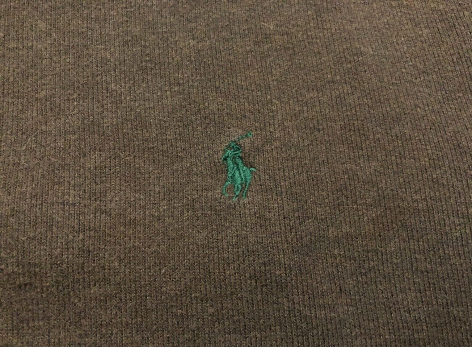 POLO RALPH LAUREN FELPA 1 4 ZIP UOMO GRANDE MARRONE con MAGLIONE PONY VERDE