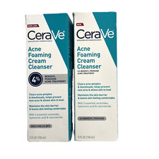 x2 CeraVe Acne Foaming Cream Cleanser Face Wash 10 Benzoyl Peroxide 5 oz