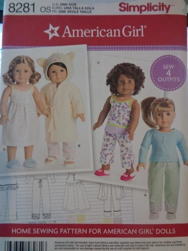 Simplicity Sewing Pattern 8281 18" Doll Clothes American Girl