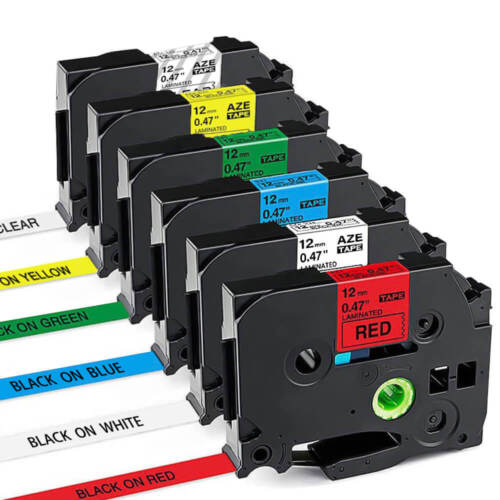 6PK Compatible Label Maker Tape 12mm for Brother P-Touch TZ-231 TZe-231 PT-D210 - Picture 1 of 12