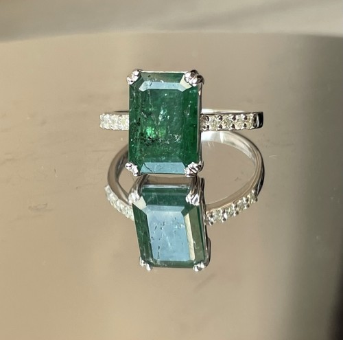 Beautiful 3.46 Carats Natural Emerald Ring Natural Diamonds & 18k Gold - Picture 2 of 6
