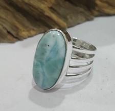 Larimar Gemstone Ring Handmade Ring 925 Sterling Silver Beautiful Ring Gift her