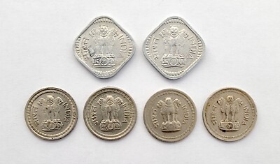 India, Republic, Lot of 6 coins, 5 & 25 Paise, 1968-1975, some good mint marks