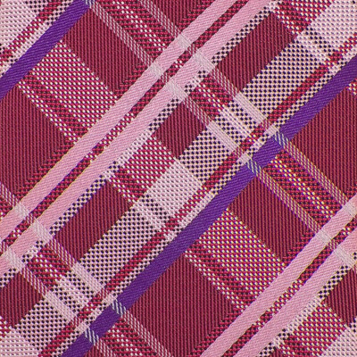 DAVID DONAHUE Mens Berry Pink PLAID Handmade Self-tipped Woven Silk Tie NWT