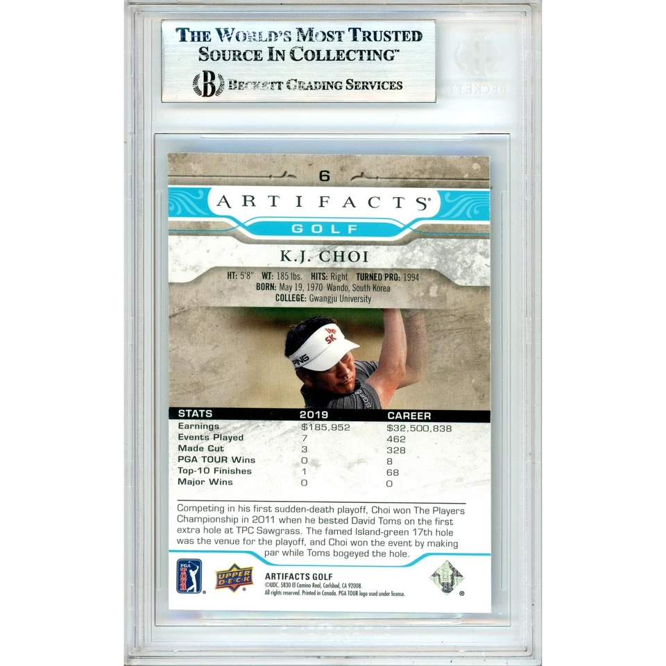 KJ Choi Signed 2021 SP Authentic Artifacts #6 Beckett BAS Slabbed PGA Golf Auto - Image 2 of 4
