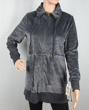 Nwt Ideology Velour Women's Jacket Full Zip Lightweight Jacket Deep Charcoal M