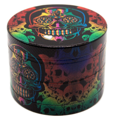 1.9'' 4 Part UV Printing RASTA CARTOON Skull Grinder Tobacco Herb Spice Crusher