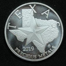 2019 1 oz .9999 Fine Silver Texas Precious Metals Silver Round - Minor Scratches 46.99 per troy oz