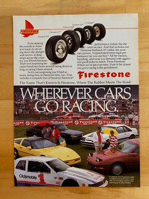 1989 Print Ad Firestone Firehawk Mustang GT Corvette Oldsmobile Probe