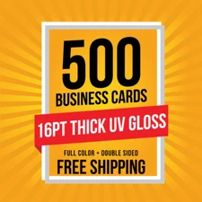 500 Business Cards THICK 16pt | FULL COLOR | Glossy UV Coating | FREE SHIPPING