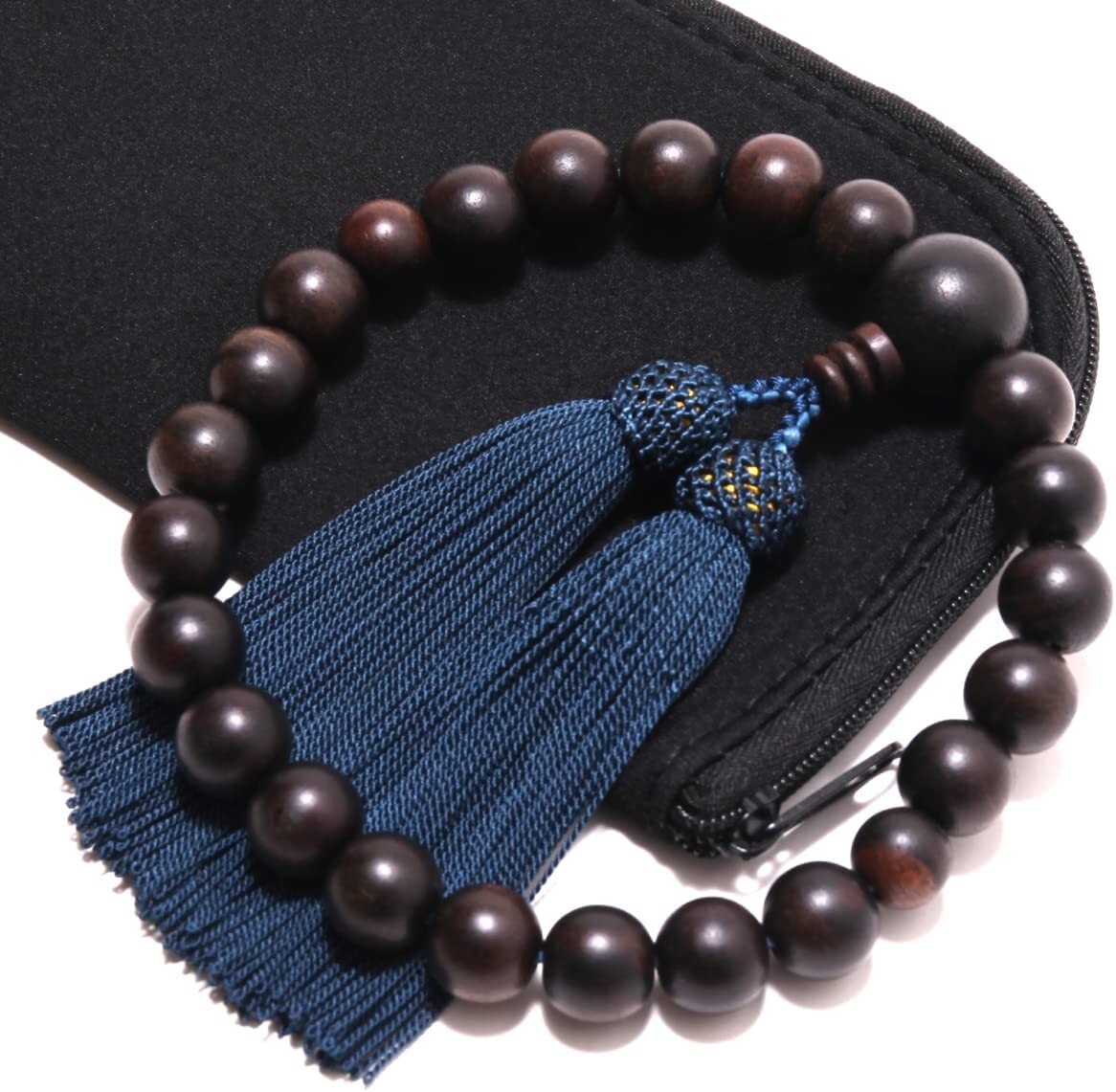 Japanese High qualityNENJU JUZU 22 striped ebony with beads bag NEW