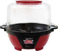 West Bend 82505 Stir Crazy Electric Hot Oil Popcorn Popper Large Lid 6-Quart Red