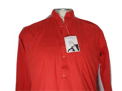 NWOT Cappuccino Red Color Bib Stitched Mandarin Wing Collar Shirt size L