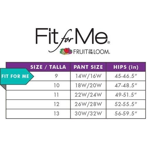 Fruit Of The Loom Lady Fit Size Chart