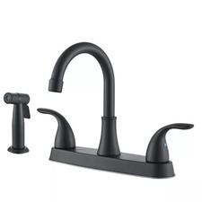 Matte Black Kitchen Sink Faucet with Sprayer 3 Holes Waterfall Basin Mixer Tap